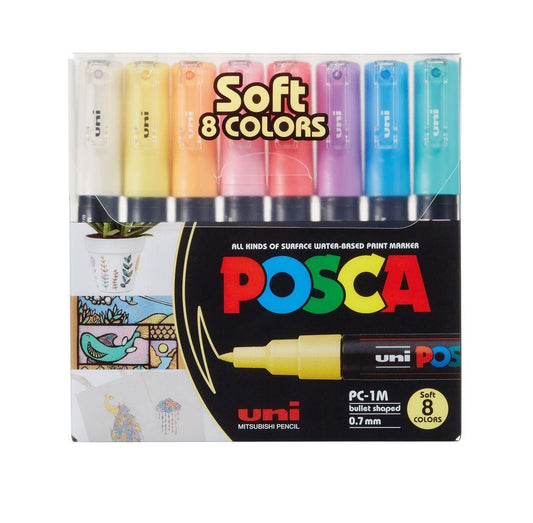 Uni Posca Marker PC-1M Soft Colors Pack 8 Colours