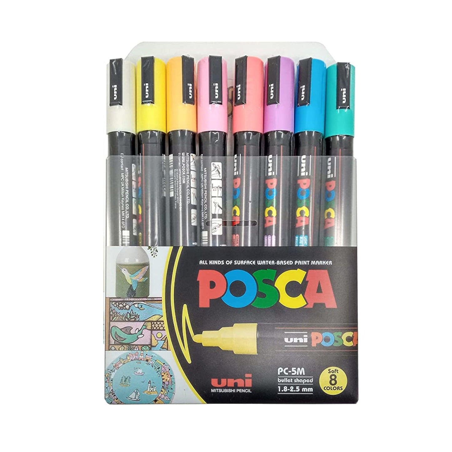 Uni Posca Marker PC-5M Soft Colors Pack 8 Colours